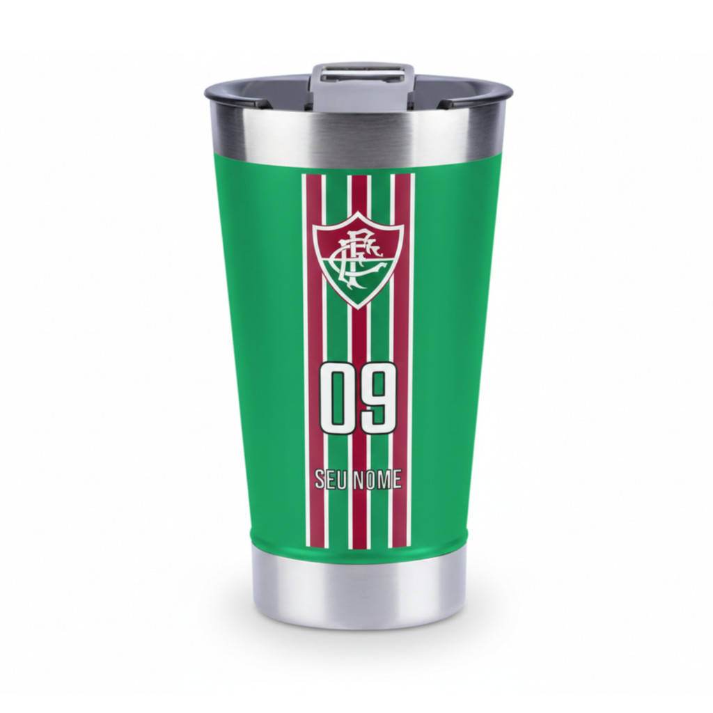 Copo Térmico Fluminense Personalizado com Nome e Número 473ml – Aço Inox