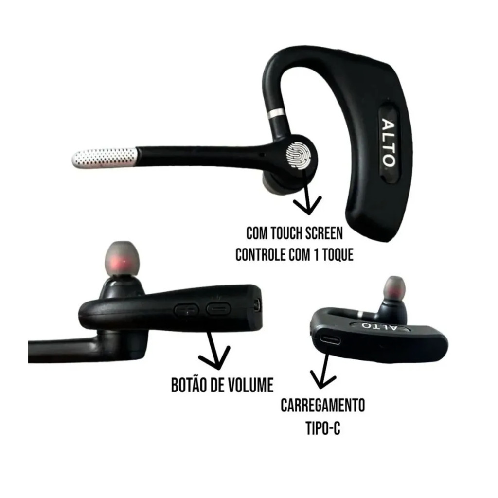 Fone de Ouvido Bluetooth Bidirecional com Microfone