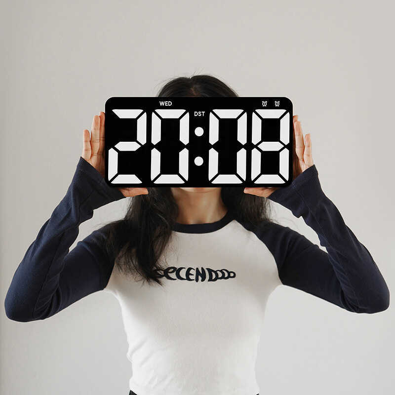 Relógio LED sala de estar relógio de parede simples relógio eletrônico multifuncional contagem regressiva relógio Digita