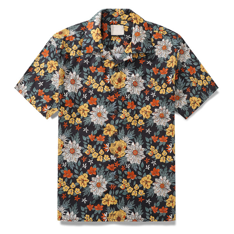 Harajuku Camisas Para Homens Mulheres 3D Flor Impressão Manga Curta Camisa Masculina Lapela Botões Roupas Masculinas Mod