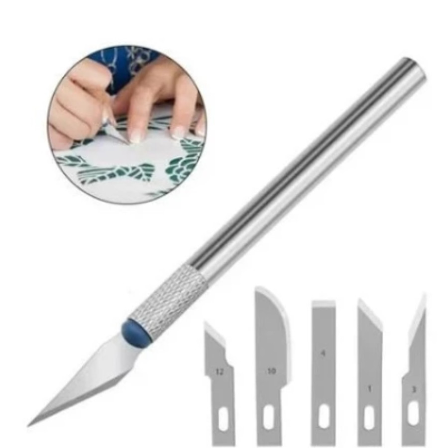 Kit Estilete de Precisão Profissional 16 Peças com 13 Lâminas Artesanato Modelismo Reparo Celular