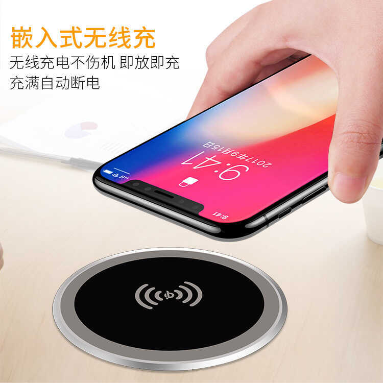 Carregador sem fio 10w embutido plano escritório casa desktop carregador sem fio para celular