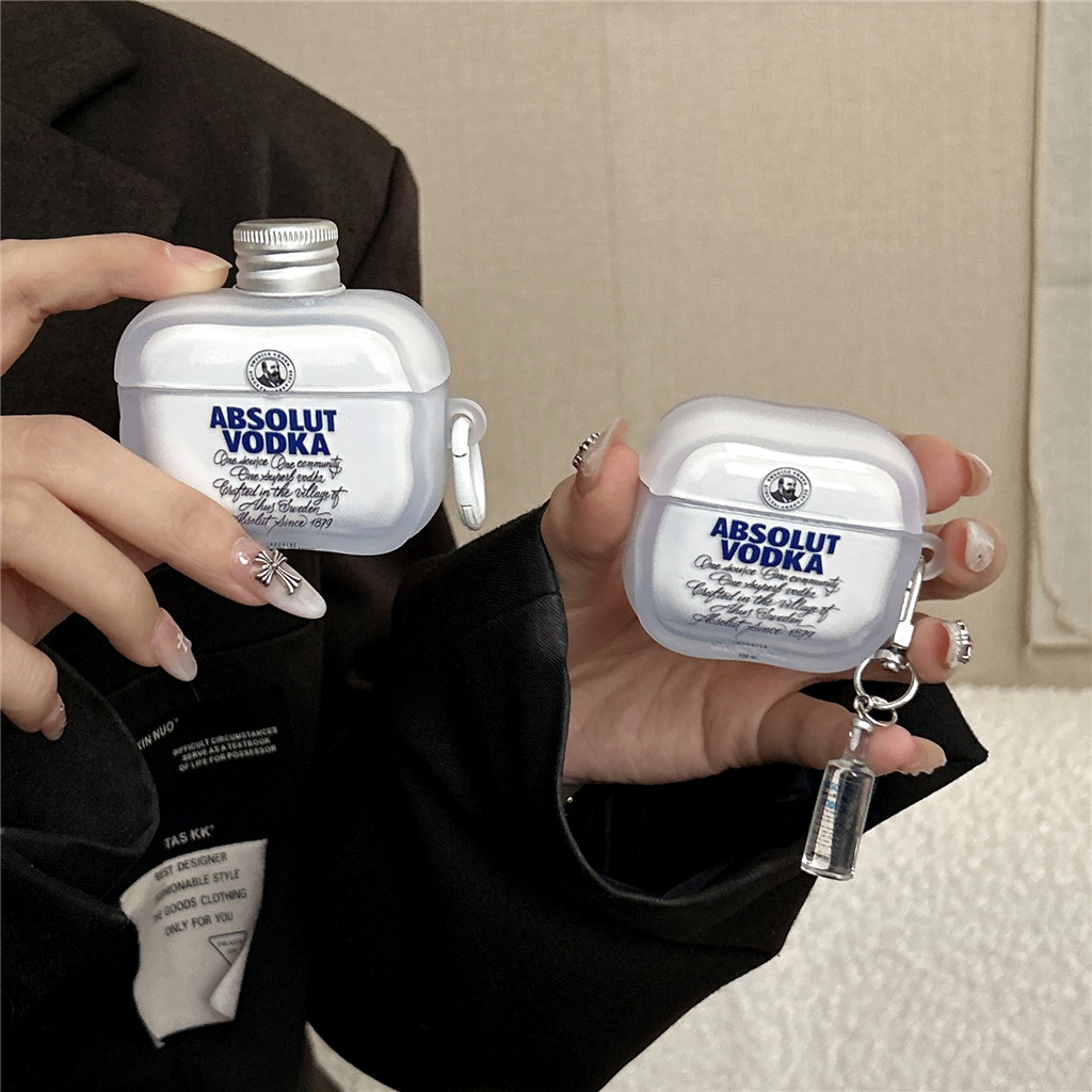 Para AirPods 4 Pro 3 2 1 Pro2 Pro3 Caso Do Fone De Ouvido 3D Vodka Criativo Silicone Dos Desenhos Animados Caixa Com Pin