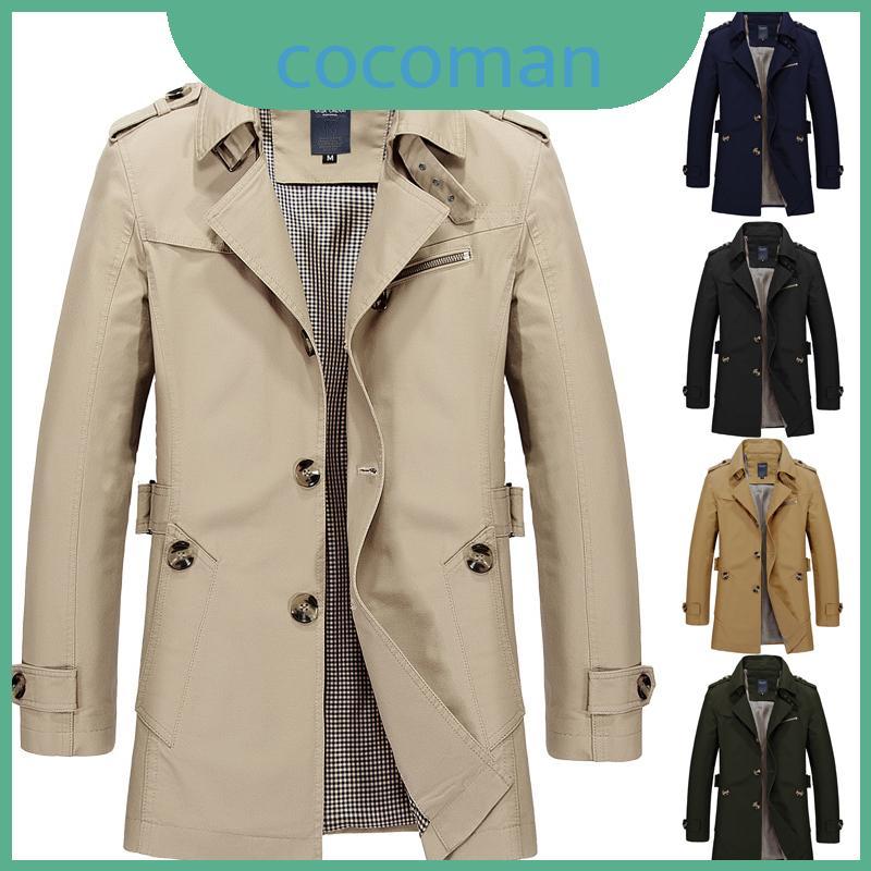 Jaqueta Masculina Versátil De Inverno De Comprimento Médio , Sobretudo Casual Elegante Com Mangas Compridas E Ajuste Fin