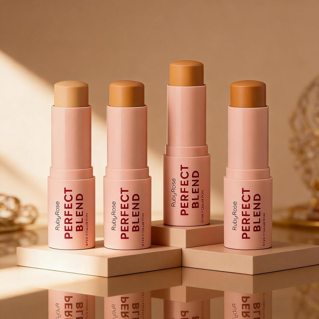 Ruby Rose Base Em Bastão Stick Perfect Blend Linha Rosa - ou Sunkiss - Natural ou Bronzeador HB-M300G1