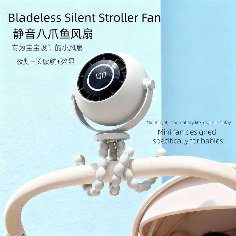 Polvo ventilador portátil ao ar livre silencioso carrinho ventilador pequeno Desktop luz noturna ventilador de carregame