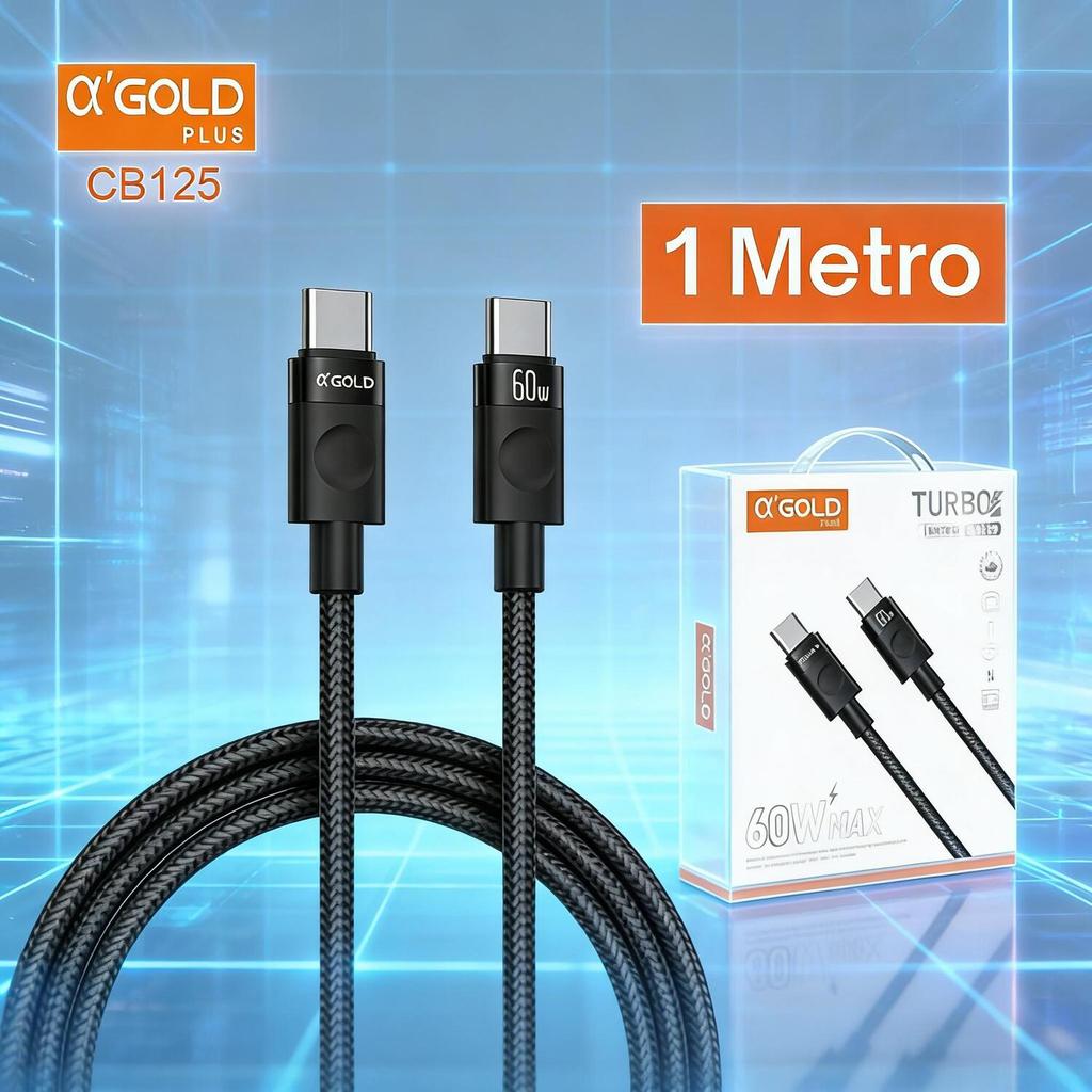 Cabo A'Gold USB-C 60W - para Carregamento e Transferência de Dados, Nylon CB125