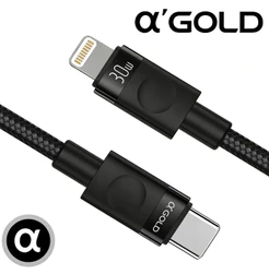 Cabo A'Gold Lightning para iPhone 30W USB-C 1m - Turbo Carregamento Rápido imediato✨