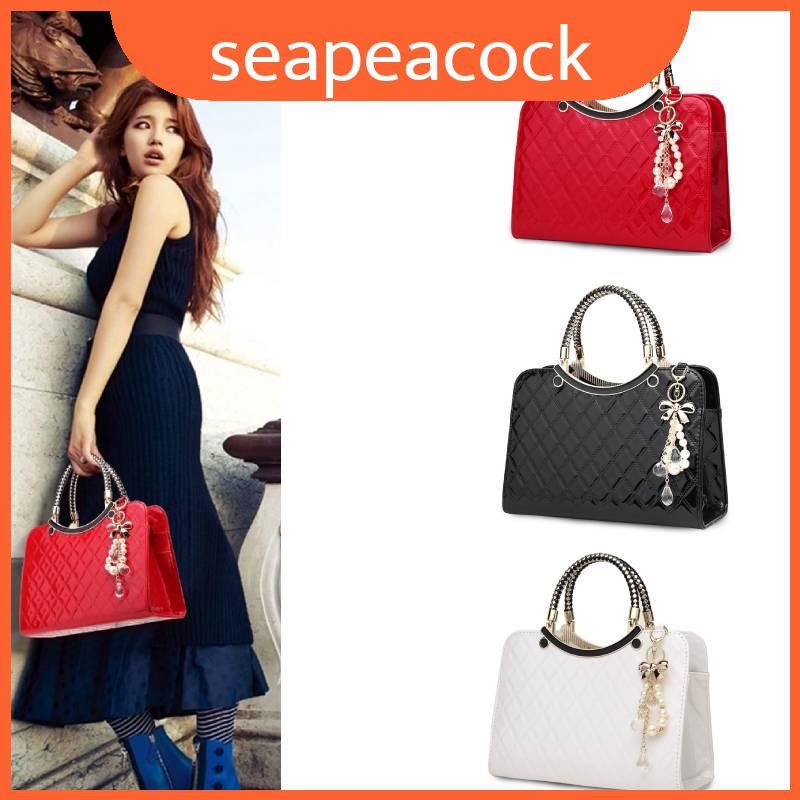 Sacola Elegante Do Plutônio Couro Com Múltiplos E Compartimentos Da Textura Losango