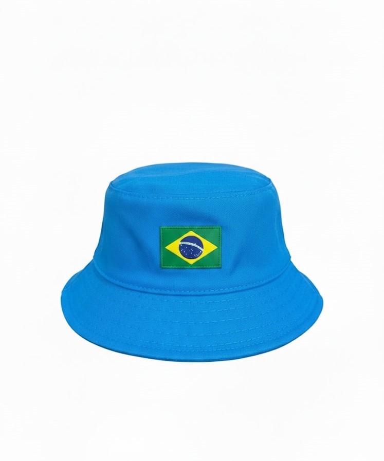 Chapéu Bucket Hat Brasil Azul Claro Unissex Infantil