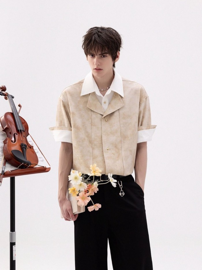 2026 Camisa De Manga Curta Verão Masculina Solta Camisa Casual Moda Camisa Roupas Masculinas