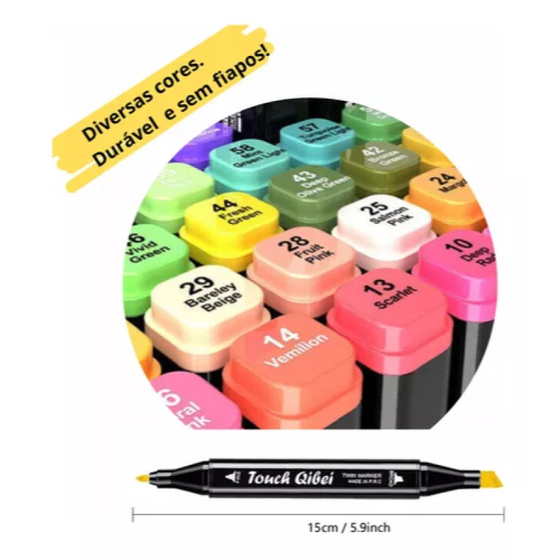 Canetinhas Canetas Touch Escolar Conjunto 60 Cores Bolsa