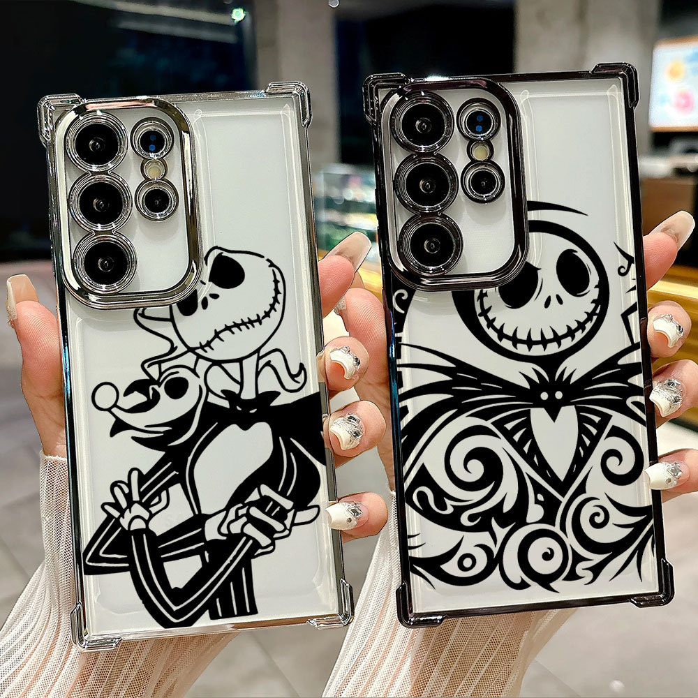 Jack Skellington Capa Transparente De Arte Fina Para Samsung S26 S25 S24 S23 S22 S21 Ultra S25FE Plus S26EDGE A57 A37 De