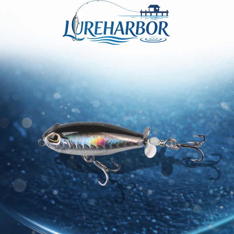 LUREHARBOR isca Minnow superfície de água lápis flutuante isca dura trator hélice peixe preto baixo cão peixe 3g5g8g