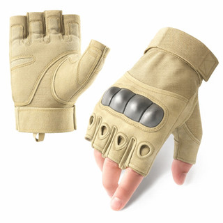 Luva Tática Militar Meio Dedo (COR BEGE) - proteção para ciclismo, trilhas, pesca, escalada, etc.