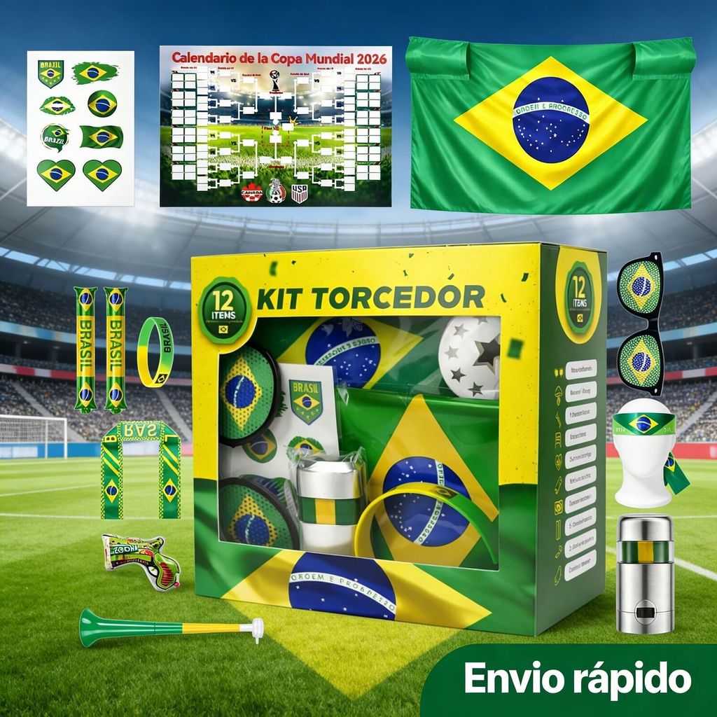 Combo de torcida para copa do mundo 2026 Brasil - Combo Completo 12 Itens