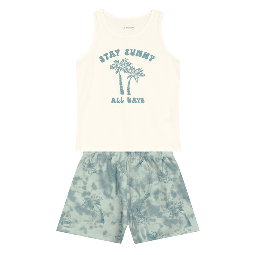 Conjunto Feminino Juvenil Blusa Meia Malha E Short Moletinho