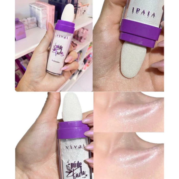 Vivai Pó de Fada Iluminador com Esponja – Toque Aveludado e Efeito Glow, Envio Imediato, Estoque Disponível 1043.1.1 em Oferta na Shopee
