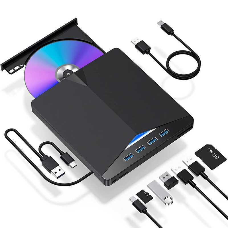 Gravador de gravação de DVD de unidade óptica externa estendida multifuncional Interface USB/TIPO 7 em 1 pode ser conect