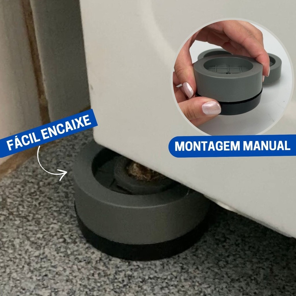 Pé Nivelador Suporte Antirruído para Lavadora Maquina de lavar Tanquinho - Kit 4 Peças de Silicone