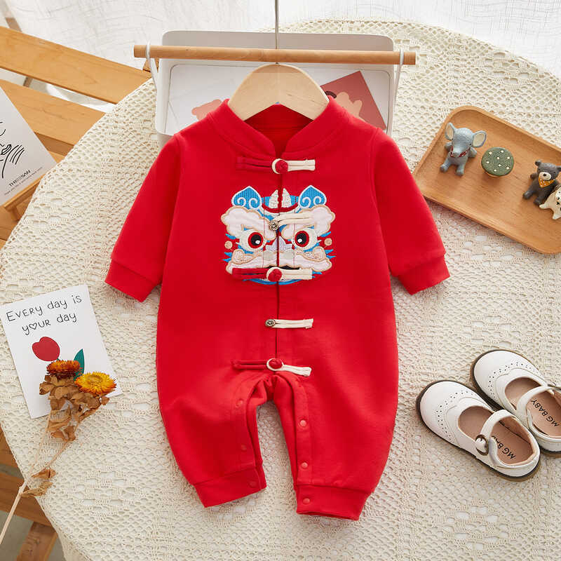 Roupas de bebê primavera outono estilo chinês roupas de bebê vermelho festivo roupas recém-nascidos roupas de ano novo m