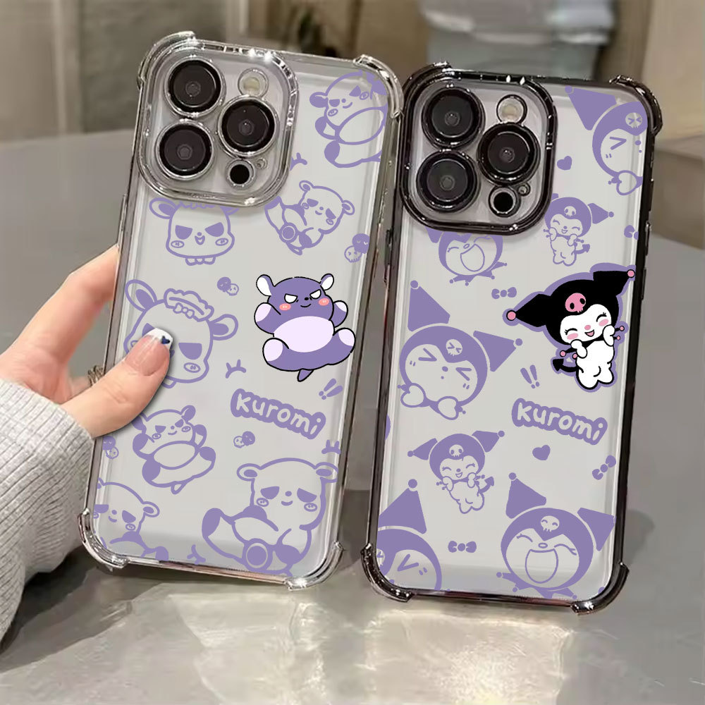Linda Capa Galvanizada Fofa Sanrio Kuromi Para Samsung A57 5G A37 A17 A07 TPU De Telefone Transparente Galaxy A56 A36 A2 em Oferta na Shopee