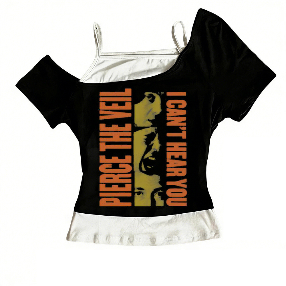 Pierce the Veil crop top harajuku gyaru vintage Gótico Cortado Verão Fofo Estética Adolescentes Camisetas