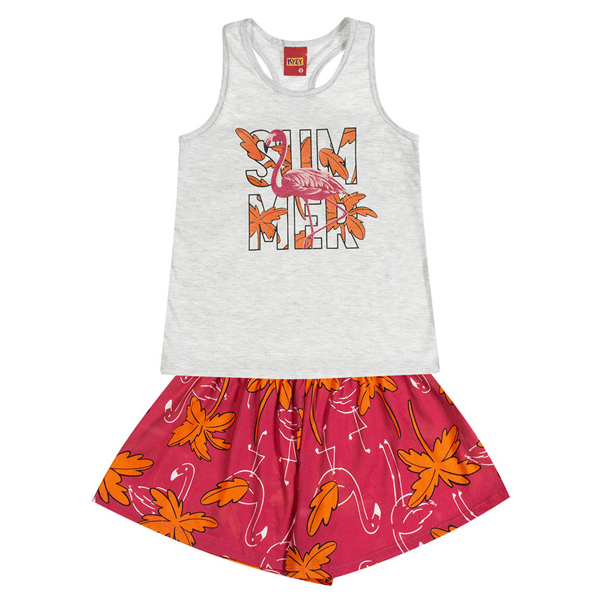Conjunto Juvenil Brandili Blusa Meia Malha E Short Moletinho