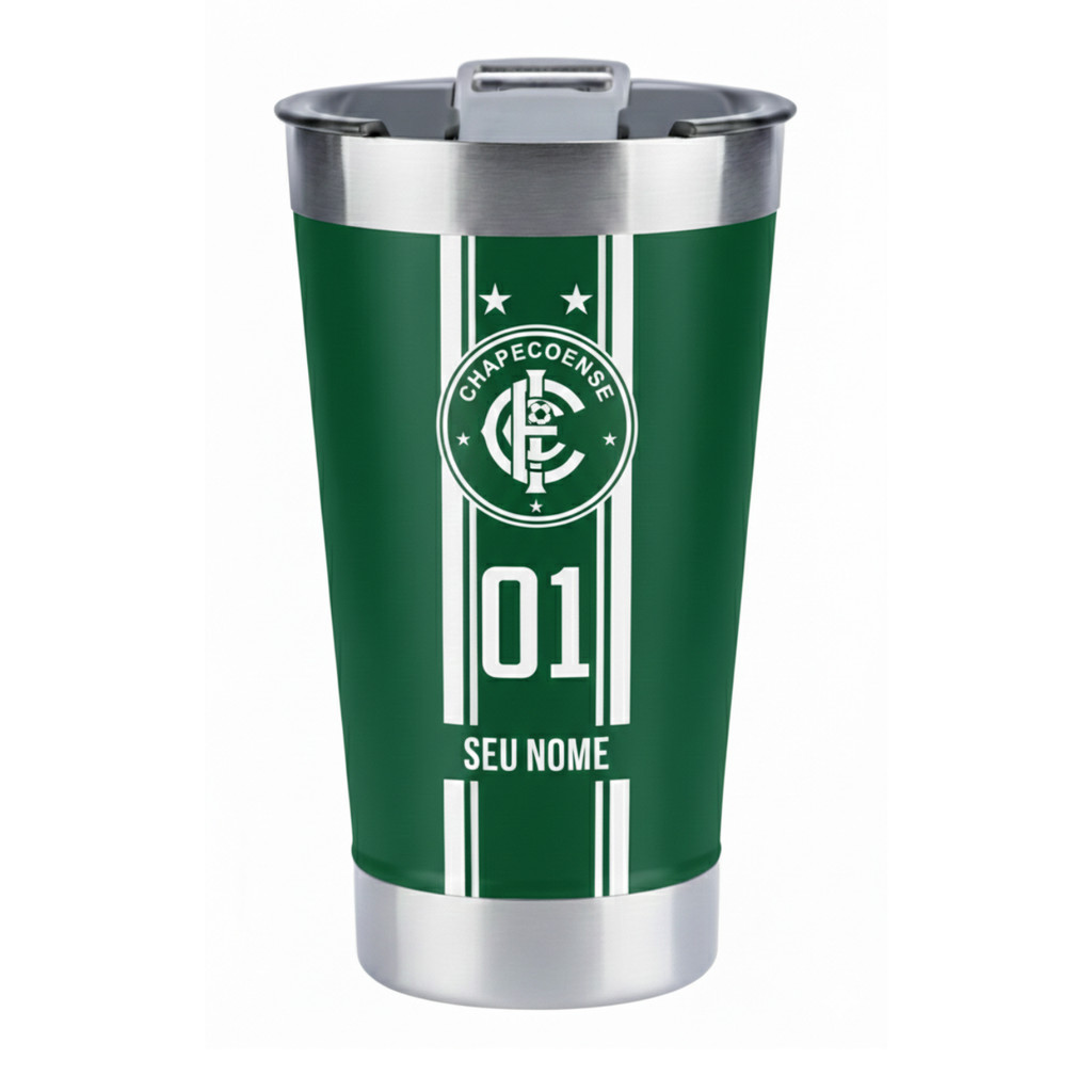 Copo Térmico Chapecoense Personalizado com Nome e Número 473ml – Aço Inox