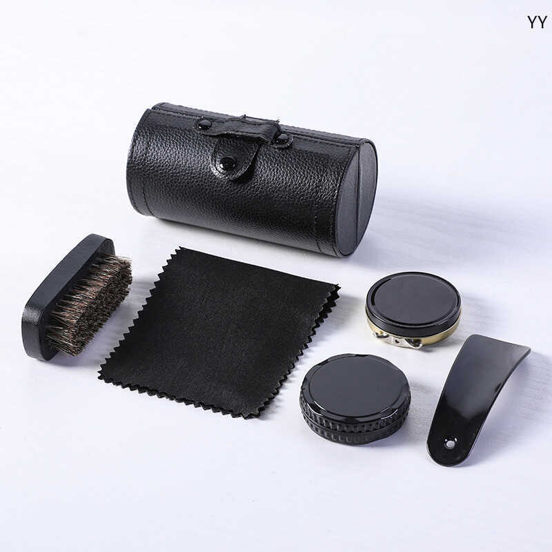 Sapato polonês sapato escova caixa de presente conjunto calçadeira esponja escova sapato brilho ferramenta útil couro sa