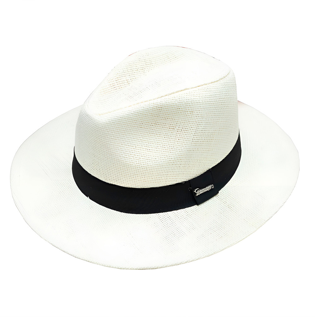 JS Chapéu Clássico Modelo Panamá Aba Larga Praia Passeio Modelo:Branco
