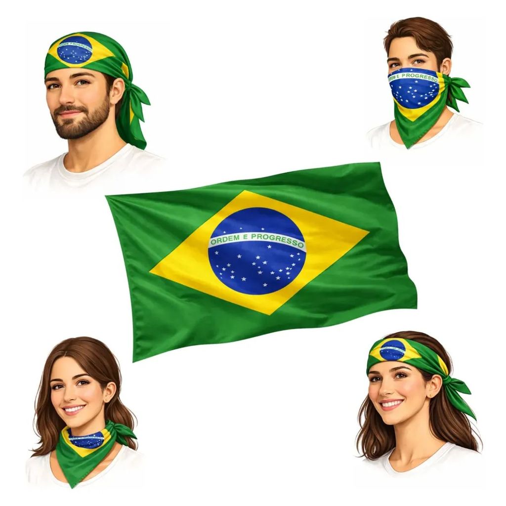Bandana Lenço Bandeira Copa Do Mundo Brasil Seleção Torcida Bandeira Brasileira 55x55