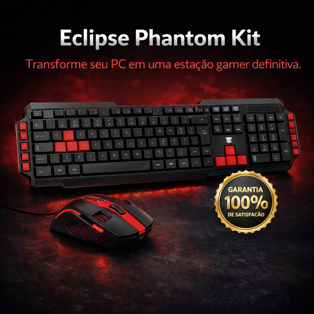 Teclado Mouse Gamer Eclipse Phantom Kit Start 2.0 by Nemesis - Vermelho