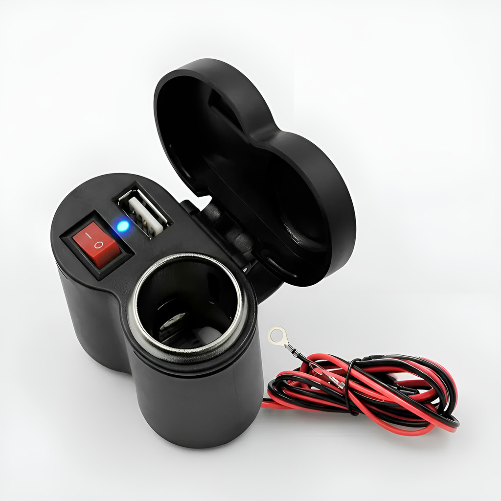 Tomada USB 12v para Moto  Carregador Acendedor Cigarro