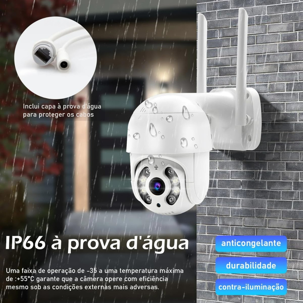 Câmera de Segurança Externa WiFi HD com Visão Noturna, Alarme e Sensor de Movimento – BivoltCâmera de Segurança Externa em Oferta na Shopee