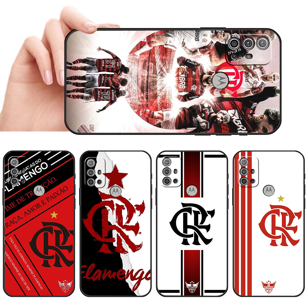 Capa De Telefone Preta Macia Para Moto G10 G20 G30 G22 G23 G50 G52 G53 G73 G82 Flamengo Protetora Anti-Queda