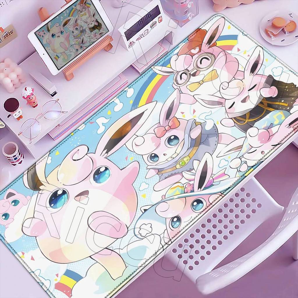 Novo P-pokemonS Jigglypuff Mousepad Kawaii Rosa Teclado Tapete PC Japão Anime Gamer Gabinete Mouse Pad Portátil De Mesa