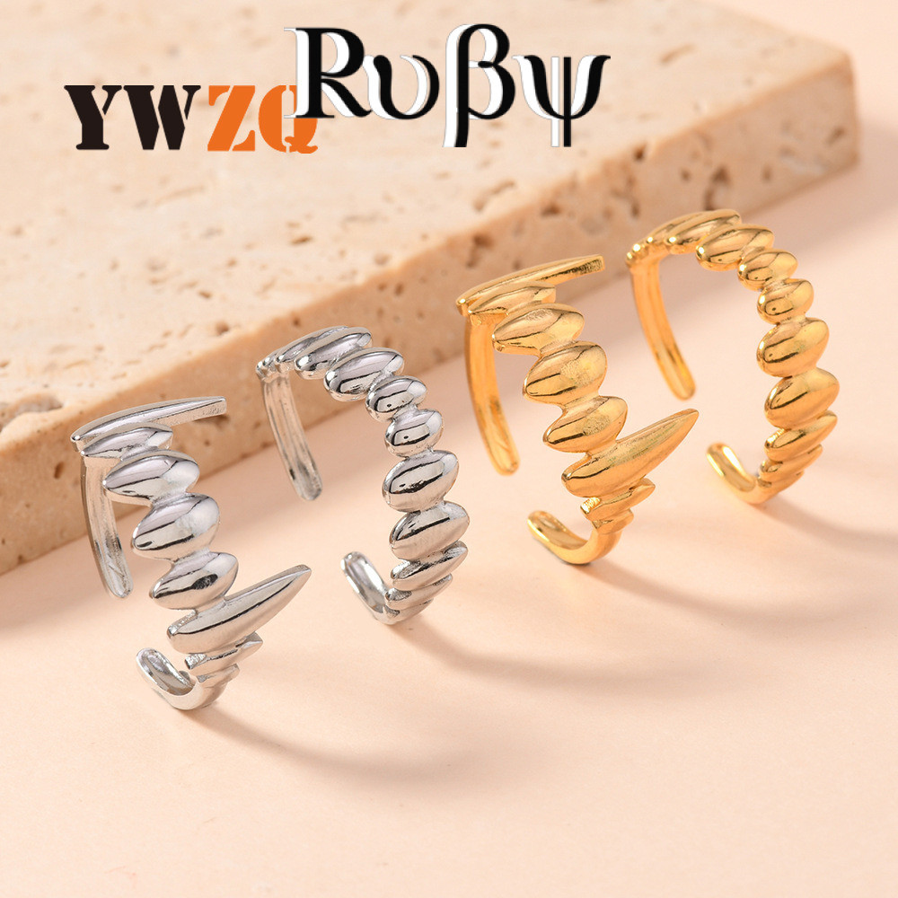 Rubi Design de moda sentido estilo Punk jóias exclusivas de aço inoxidável presas hidráulicas dentes anel aberto de aço