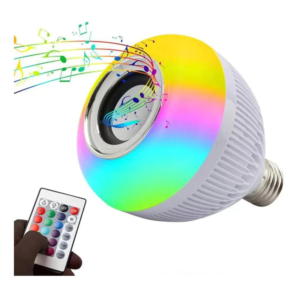 Lampada Inteligente Musical Reprodução de Audio Bluetooth Controle e Iluminação RGB