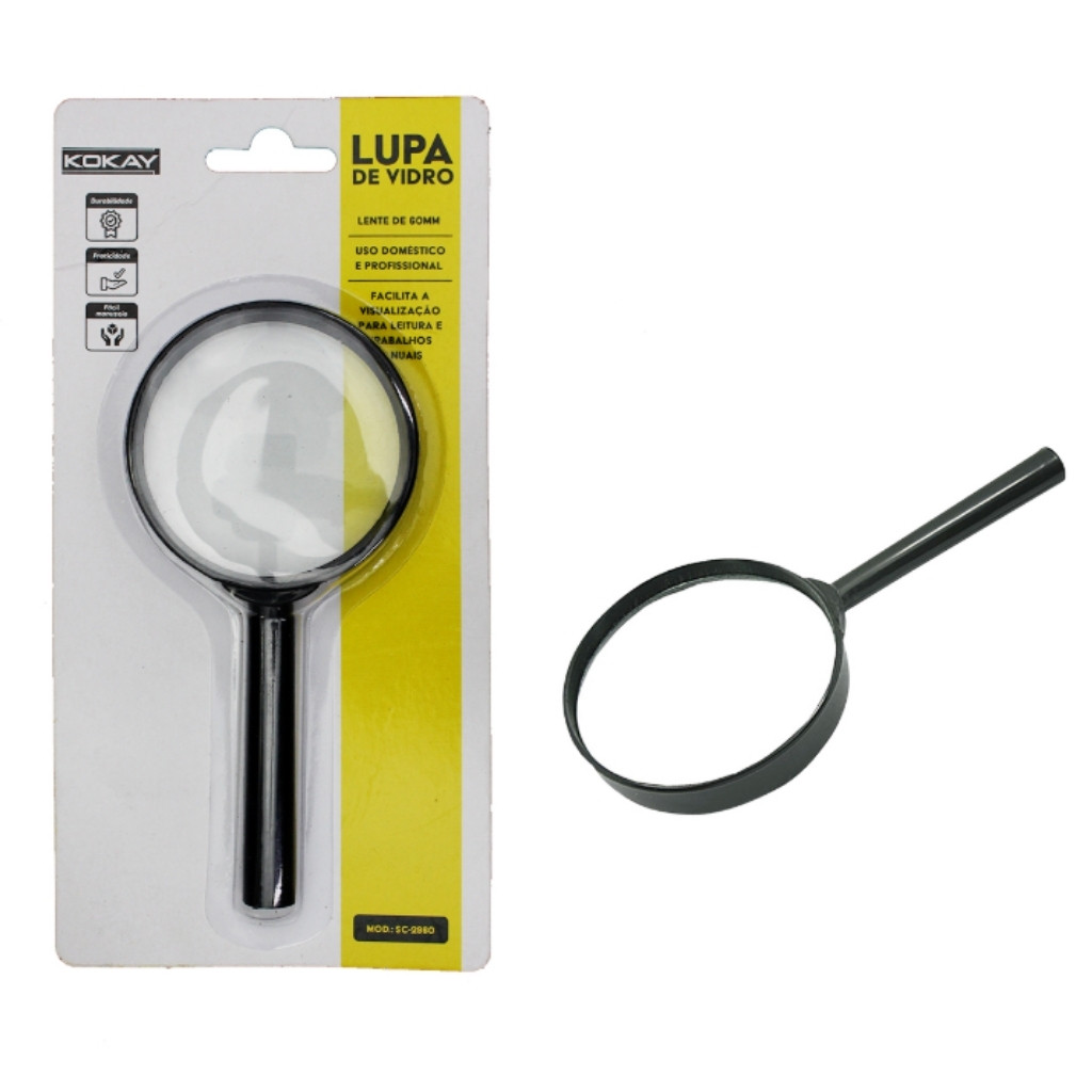 Lupa De Vidro Com Cabo 60mm 