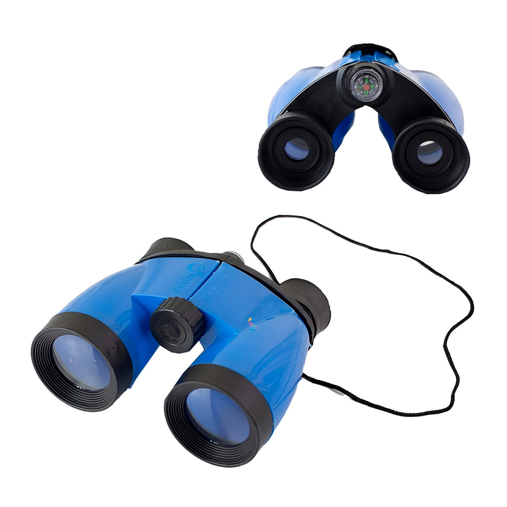 Binóculo Infantil Bússola Plástico Brinquedo Criança Cor:Azul