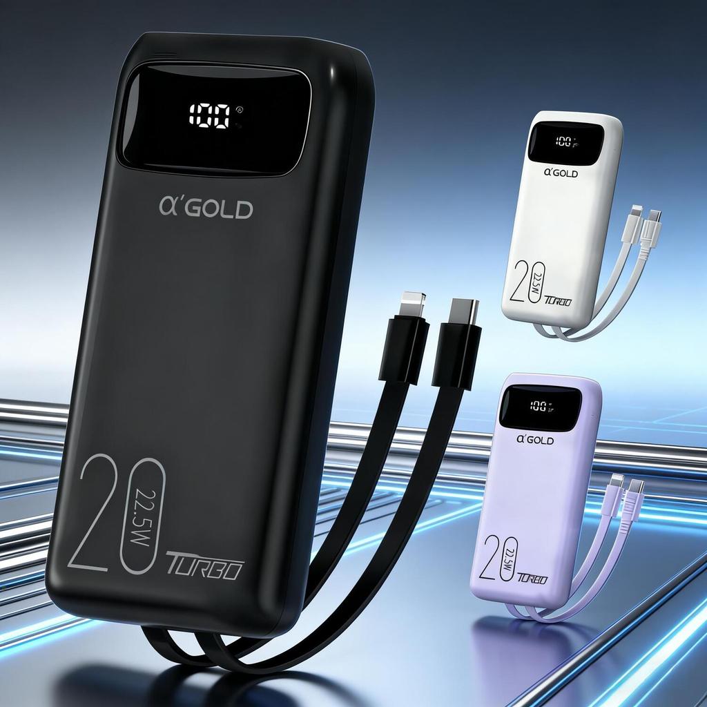 Carregador Portátil A'Gold - 20000mAh, Saída Dupla USB | BTE-38 - Compatível com Smartphones e Tablets BTE-38