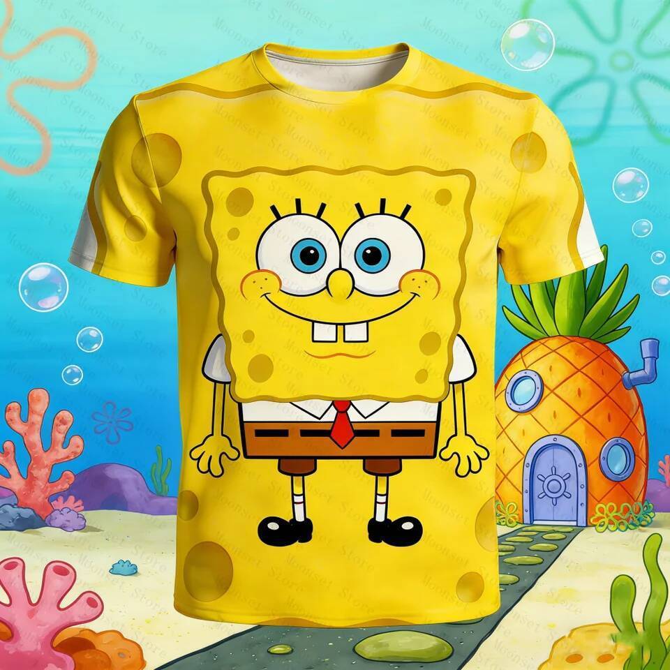 Camisetas Engraçadas Com Estampa 3D Do Bob Esponja E Lula Molusco Mr . Krabs Cartoon Tees Crianças Criança Verão Casual 