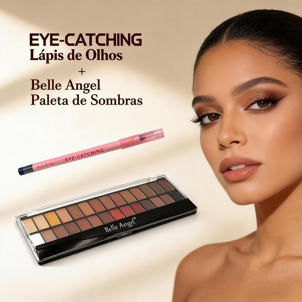 Lápis de Olhos EYE-CATCHING Ruby Rose + Paleta 28 Cores Belle Angel - Maquiagem para os Olhos HB-E2400+B013-1