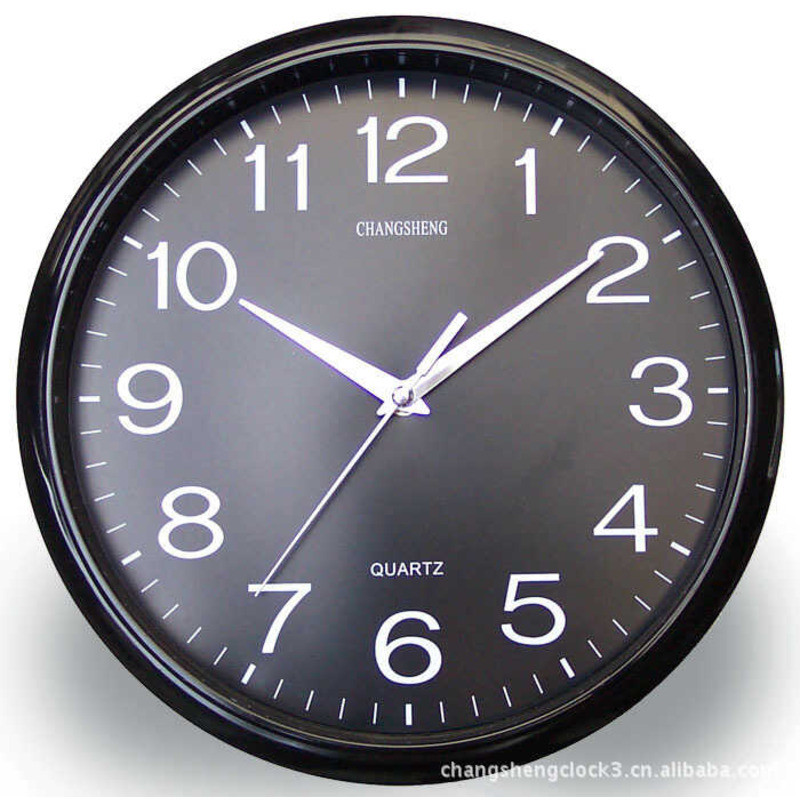 231 Relógio de parede redondo preto de 12 polegadas Relógio de quartzo Relógio de parede silencioso Relógio de parede mo