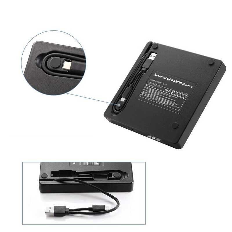 USB3.0 Dois em Um Computador Unidade Óptica Externa DVD RW Gravador de Gravação CD Player 2 em 1 Combo Tipo C