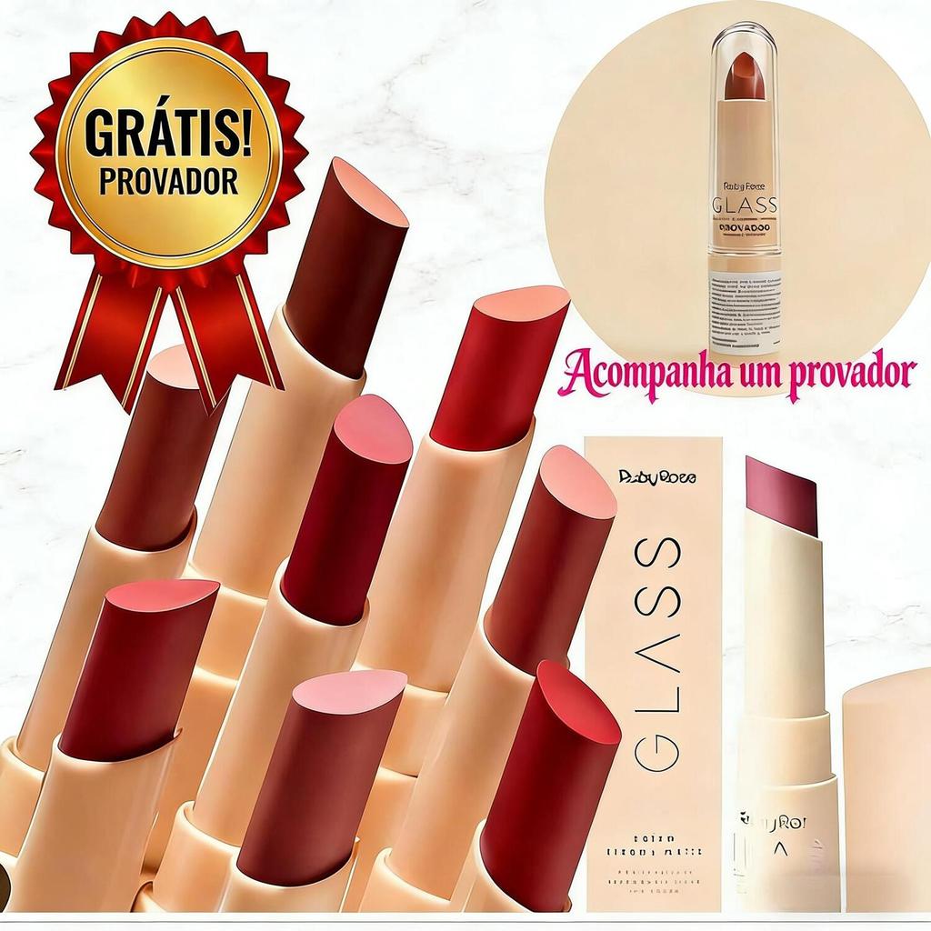 Kit com Provador: Batom Creamy Matte Glass Ruby Rose e Versão para Experimentar HB F567M em Oferta na Shopee