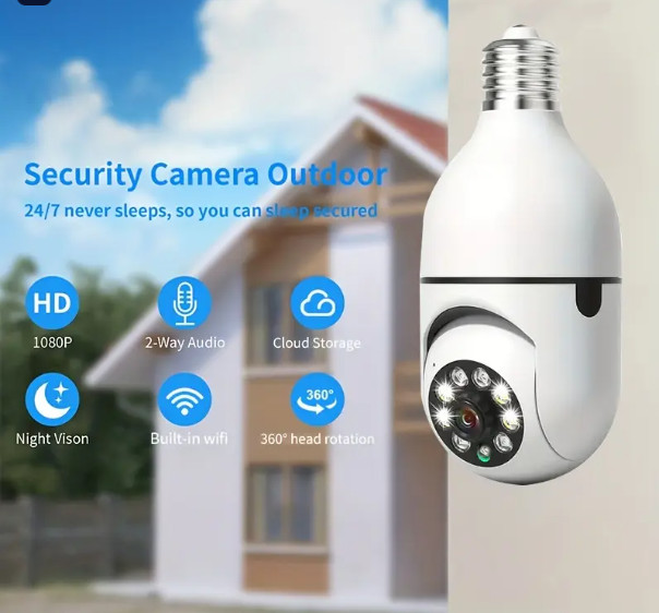 Câmera Lâmpada Wi-Fi 360° Full HD Visão Noturna Bivolt em Oferta na Shopee
