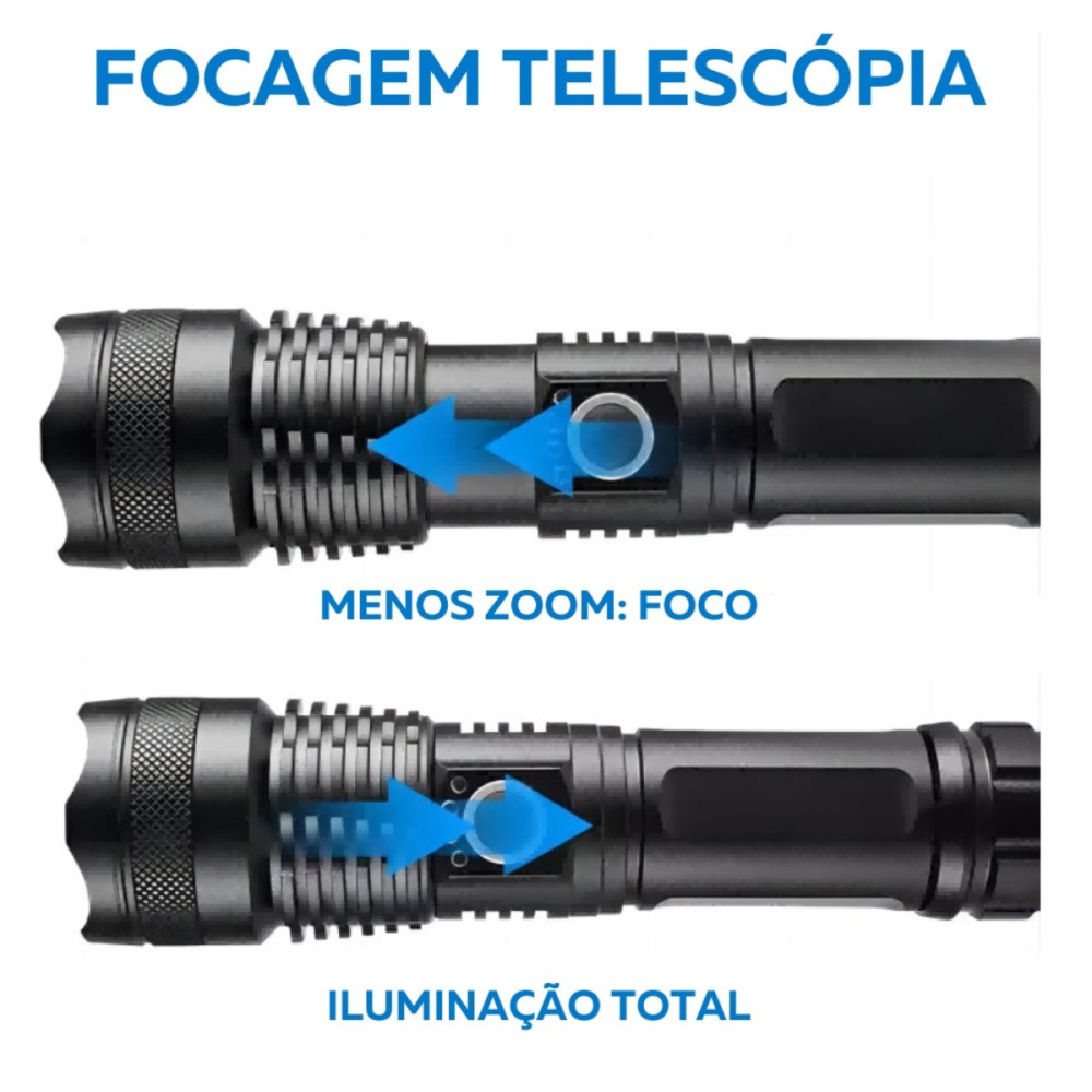 Lanterna Tática Portátil Bateria Recarregável Luz LED Altomex AL-B1991
