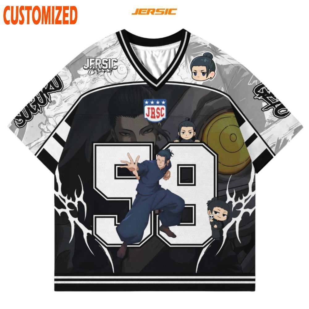 [Número De Nome Personalizado Gratuito] Jersey 59 Geto Suguru Jujutsu Kaisen Anime Kaos Jerseys Infantis Lelaki Respiráv